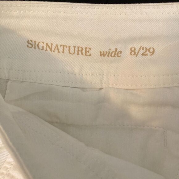 Talbots Jeans Womens Sz 8 White Side Zip Wide Leg Sailor Signature Pockets - Picture 6 of 12